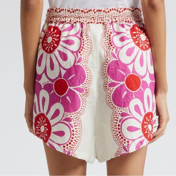 NEW Farm Rio Maia Floral Linen Blend Drawstring Shorts - Picture 2 of 6